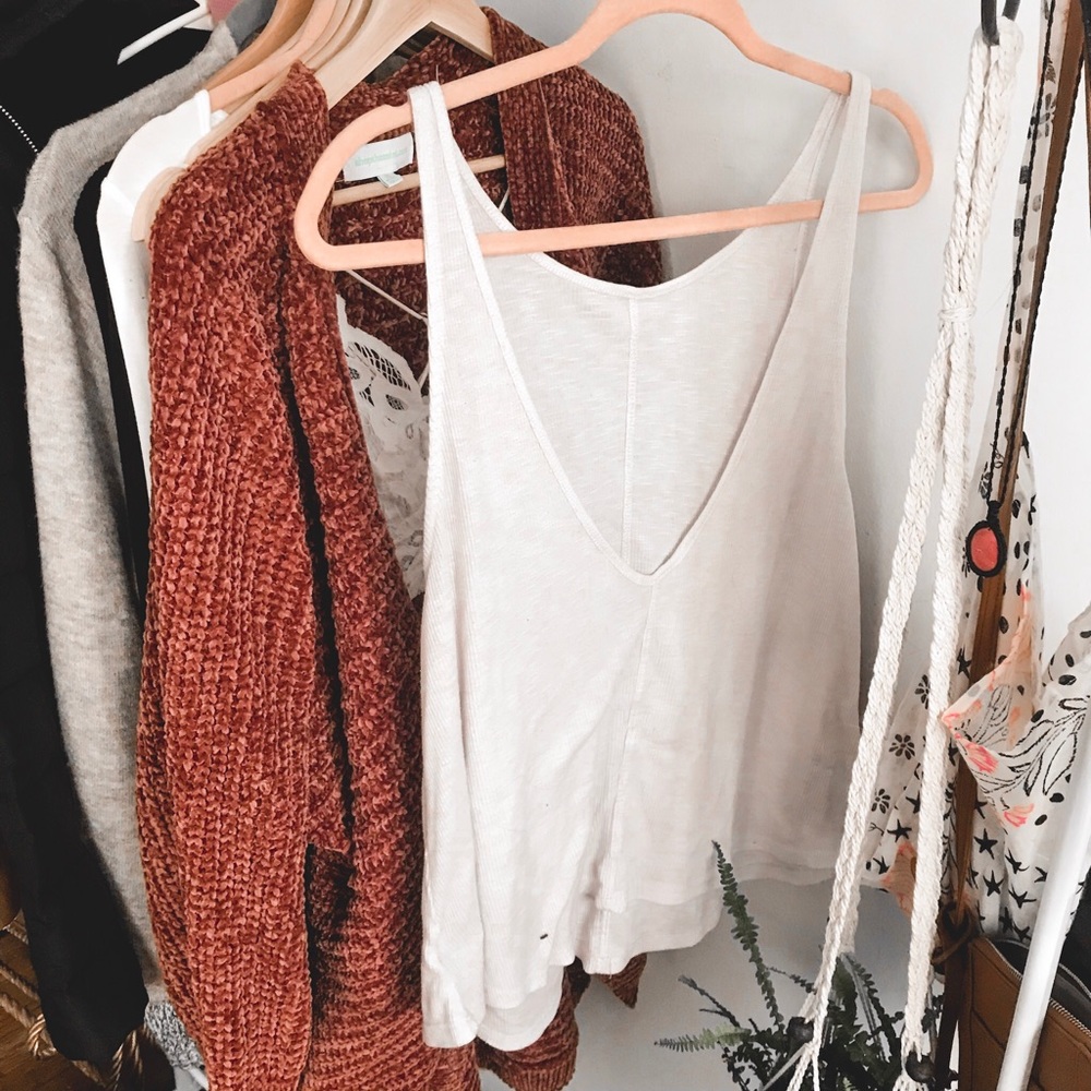 Free People White V Neck Tank